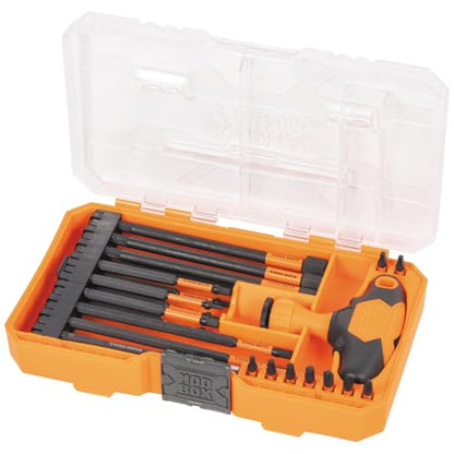 Klein Tools 33804 ProFlex Impact-Rated Interchangeable Ratcheting T-Handle Set, Torsion Zone, Magnetic Bit Holder, SAE, Metric, TORX