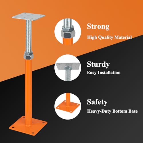 Adjustable Mini Screw Jacks, House Floor Jacks for Leveling 8 PCS 5" - 8" Height Range, Foundation Support Pole, Home Crawl Space 8 Pack Joist Lifting Post, Adjustable Post Base - size: 5"-8"
