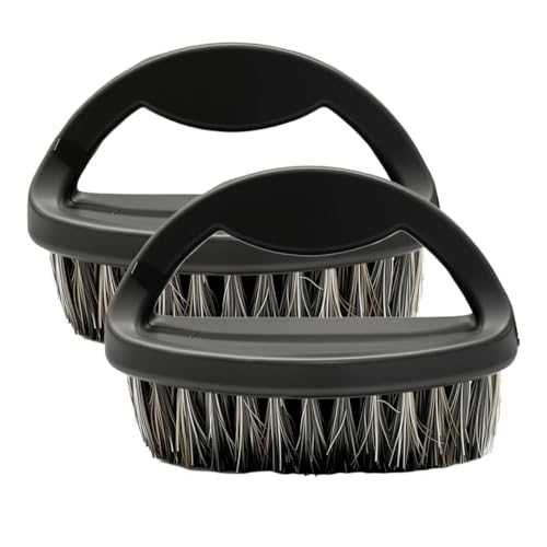 Soft Horsehair Bristle Leather Cleaning Brush for Car Interior, Comfortable Grip Car Wash Brush to Clean Upholstery Furniture Boots, Felt Hat Scrub Brushes Auto Detailing Cleaner Tool (2PCS) - size: 2PCS