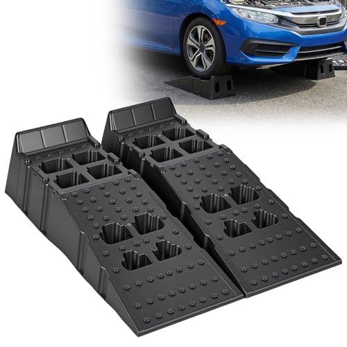 13,000 lbs Heavy Duty Car Ramps for Oil Changes (2 Pcs), 12" Extra Wide Portable Car Lift for Home Garage, 8.6" Lift Height Auto Repair Ramps Black