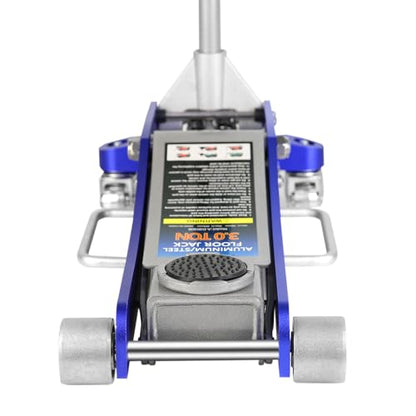 Hydraulic Floor Jack, 1.5-Ton Quick Rise Aluminum Floor Jack with Dual Pump Pistons & Reinforced Lifting Arm, 3,000 lb Capacity, Blue - size: 3 ton