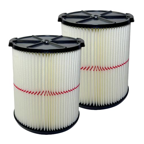 2 Pack 38754 Filters for Shop Vac Wet Dry 5 to 20 Gallon, 9-38754 Red Stripe General Purpose for 5 6 8 9 12 16 32 Gallon Shop Vacuum Replacement Filters