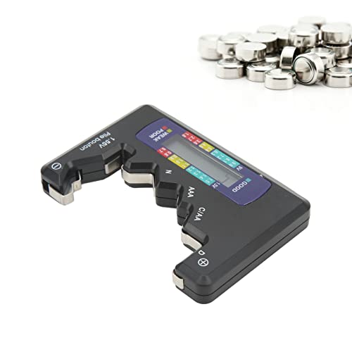 Digital Battery Capacity Tester Universal Battery Tester LCD Screen for D C N AAA 9V 1.5V Button Cell Batteries Carbon Zinc and Rechargeable Batteries (Black) - color: black