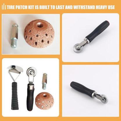 BESPORTBLE 1set Car Tire Repair Tool Kit with Sound Deadener Hand Roller and Grinding Head Plastic and Metal Construction Compact Lightweight Tire Patch Kit for Cars Motorcycles Bicycles