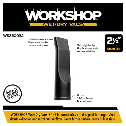 WORKSHOP Wet/Dry Vacs WS25003A 2-1/2-in. Car Nozzle Vacuum Attachment | Ideal for Deep Vehicle Cleaning, For WORKSHOP Shop Vacuum Cleaners, Fits 2-1/2-inch Extension Wands and Hoses - size: 2-1/2"