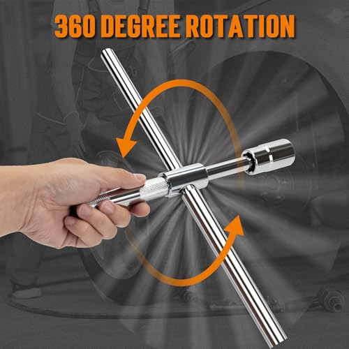 TONDA Extended Lug Wrench, 4 Way Tire Iron for Car, Lug Nut Removal Tool with Storage Case, 1/2 Drive with 17/19mm and 21/23mm Sockets - style: Extended