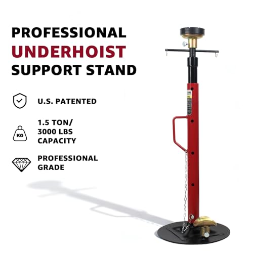 BESTOOL 1.5-Ton (3000Ibs) Underhoist Support Stand with Handle, Adjustable Height 30.7'' to 70.8'', Multi-Functional Topped Adapter, Easy Switching, Supporting Vehicle Components（US Patented） - color: 1.5 Ton Underhoist Stand