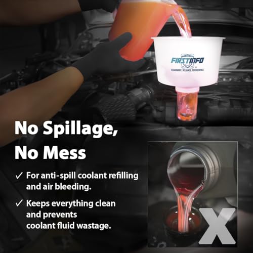 FIRSTINFO No-Spill Coolant Funnel Kit Coolant Refilling Funnel Set | with Extension Pipes, F35613