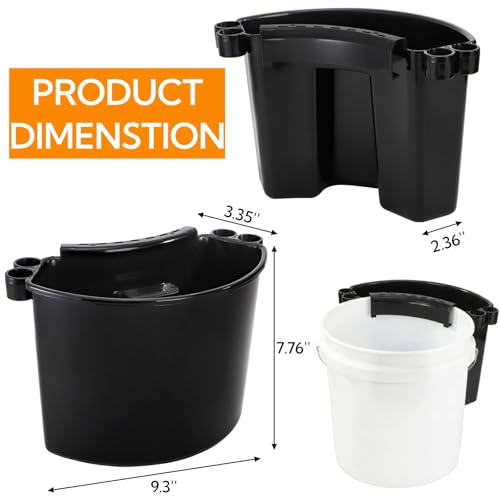 4 Pieces Detailing Bucket Organizer, Portable Bucket Tool Caddy with Drainage Holes, Multipurpose Auto Wash Tool Hanger Cleaning Accessory for Home, Garden, Ice Fishing, Universal Fit