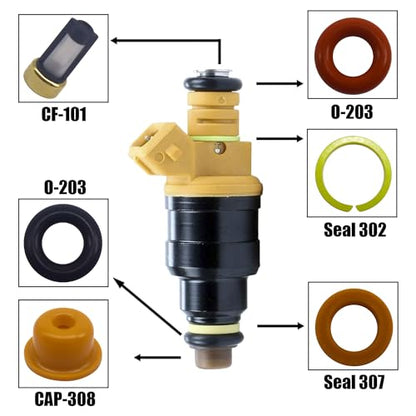 HiSport Fuel Injector Rebuild Service Repair Kits O-rings 200set/box | Micro Basket Filters Pintle Caps Spacers + Removal Tool