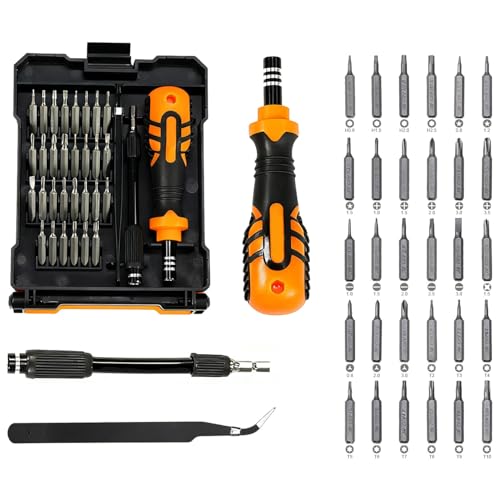JAKEMY 33 In 1 Precision Screwdriver Set, Magnetic Tips Small Screwdriver Kit with Multi Replaceable Torx Bits, DIY Tool Electronics Repair Kit with Tweezers for Phone, Laptop, Computer, Watch, Bell - color: Fo033 - 33 in 1