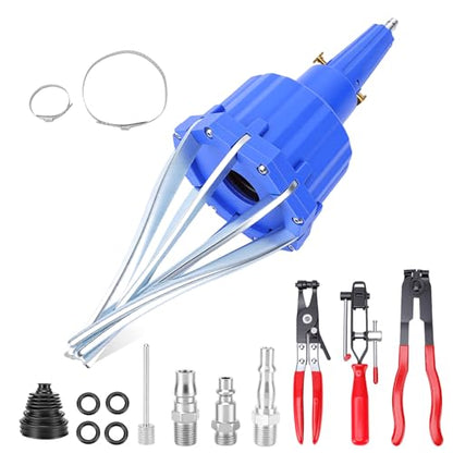 Pneumatic CV Boot Expander Spreader Tool Kit, Installation Removal Repair Kit with 3 Clamp Pliers 15 Pairs Hose Clamp, Universal CV Joint Boot Tool Compatible with ATV UTV (Blue) - color: Blue