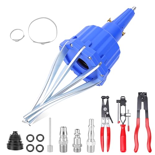 Pneumatic CV Boot Expander Spreader Tool Kit, Installation Removal Repair Kit with 3 Clamp Pliers 15 Pairs Hose Clamp, Universal CV Joint Boot Tool Compatible with ATV UTV (Blue) - color: Blue