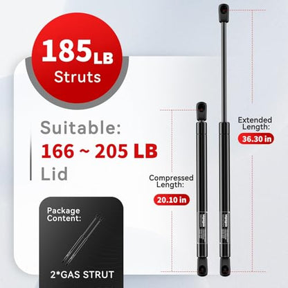 Vepagoo C1622632 36 inch 185Lb/823N Gas Shock Struts Spring Lift Support for Heavy Duty Trap Door Tonneau Cover Truck Bed Camper Shell Topper Outside RV Kitchen Door RV Bed, Set of 2 - size: 36 inch, style: 185Lb