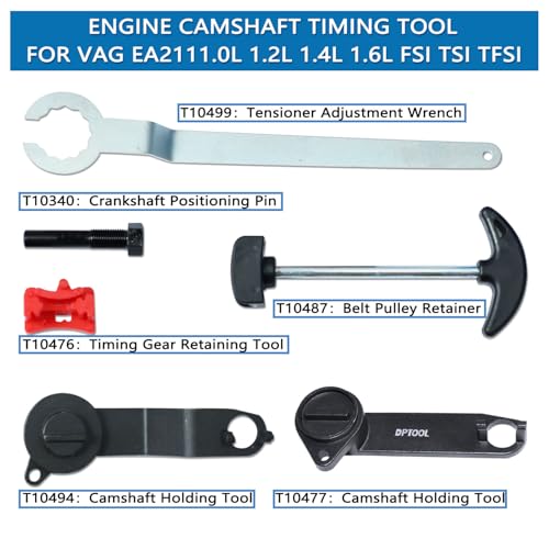DPTOOL Engine Timing Tool Set for VAG EA211 1.0 1.2L 1.4L 1.6L FSI TSI TFSI | Camshaft and Crankshaft Timing Tool for VW Audi A3 Golf VII Jetta Skoda Octavia Seat Leon - size: 6PC Kit