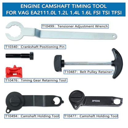 DPTOOL Engine Timing Tool Set for VAG EA211 1.0 1.2L 1.4L 1.6L FSI TSI TFSI | Camshaft and Crankshaft Timing Tool for VW Audi A3 Golf VII Jetta Skoda Octavia Seat Leon - size: 6PC Kit