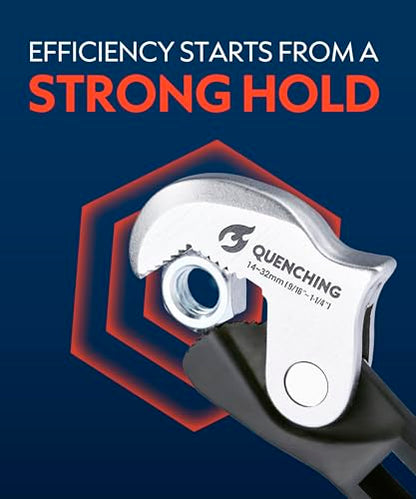 QUENCHING Self-Adjusting Crowfoot Wrench Set – 2-Piece Kit Fits 3/8", 1/2" Drives, Covers 8–32mm, Replaces Multiple Fixed-Size Wrenches - size: 2-Piece Set
