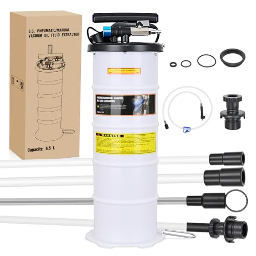 GOOACC Oil Extractor Pump 6.5L Pneumatic Manual Fluid Extractor Pump for Oil Change Tool Kit with Dipstick and Suction Hose Oil Vacuum Pump Extractor for Automotive Boats Motorcycles Fluids Transfer - size: 6.5L Pneumatic/Manual