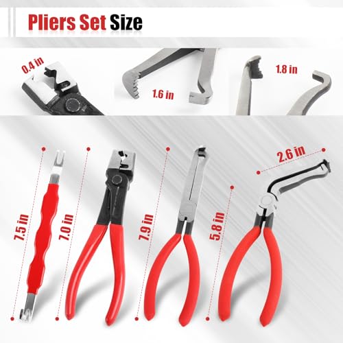 5PCS Automotive Electrical Disconnect Pliers Set, Connector Removal Tool | Straight & 60 Degree Disconnect Pliers, Fuel Line Petrol Clip and Connector Separator Tools