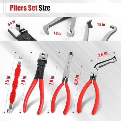 5PCS Automotive Electrical Disconnect Pliers Set, Connector Removal Tool | Straight & 60 Degree Disconnect Pliers, Fuel Line Petrol Clip and Connector Separator Tools