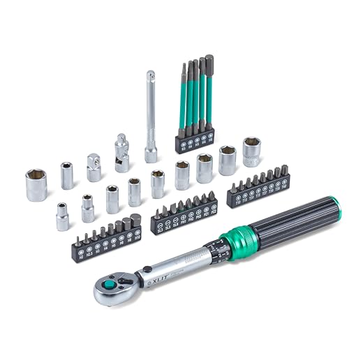 1/4" Bike Torque Wrench Set, 45 PCS Bicycle Click Torque Wrench and Bit Set, 8.8-221.2 in·lb/1-25 Nm, Dual-Direction Adjustable 72 Tooth Ratchet, ±3% Accuracy, Road/Mountain Bike Cycling Tool Kit - size: 45PCS (1-25 Nm)