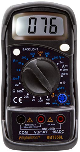 Triplett BBT858L Byte Brothers Compact Digital Multimeter - AC/DC Voltage, DC Current, Resistance, Temperature, Continuity, Diode Check, and Transistor Check - size: BBT858L, style: Standard