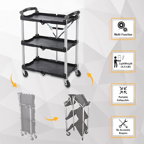 Olympia Tools 85-188 Pack-N-Roll Folding Collapsible Service Cart, 150LB Capacity, Black - color: Black, size: 150LB