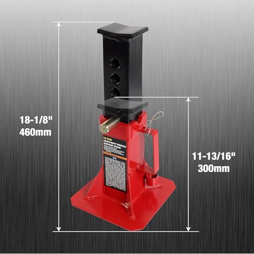 Torin 12 Ton Heavy Duty Pin Style Adjustable Height Automotive Jack Stands, Red, 1 Pair - size: 12 Ton, style: Normal