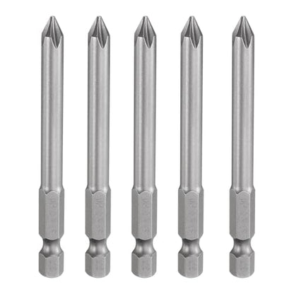 HARFINGTON 5pcs #1 Phillips Screwdriver Bit PH1 1/4" Hex Shank 3" (75mm) Long Magnetic S2 Steel Industrial Grade Screw Driver Bit Cross Head Electric Drill Bits 0.236" (6mm) Rod - size: PH1 x 75mm x 6mm