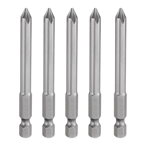 HARFINGTON 5pcs #1 Phillips Screwdriver Bit PH1 1/4" Hex Shank 3" (75mm) Long Magnetic S2 Steel Industrial Grade Screw Driver Bit Cross Head Electric Drill Bits 0.236" (6mm) Rod - size: PH1 x 75mm x 6mm