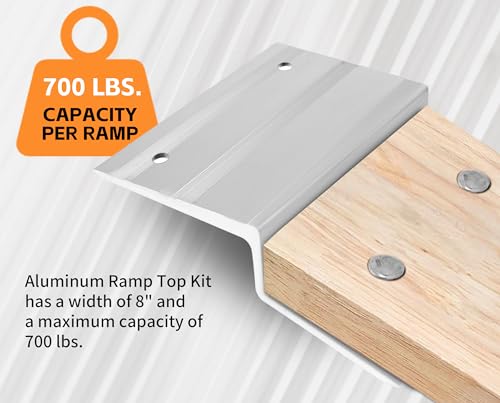 MaxxHaul 50946 Aluminum Ramp Top Kit - Designed for 2"x8" Boards for Car, Trucks, Trailer, Driveway, Shed, Lawn Mower