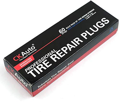 CKAuto 60pcs 4" Brown Tire Repair Strings, Automotive Tool Tire Repair Plugs for Tubeless Off-Road Tires Car, Bike, ATV, UTV, Wheelbarrow, Mower (Pack of 2) - color: Brown, size: 4" x φ0.236" 60pcs (Pack of 2)