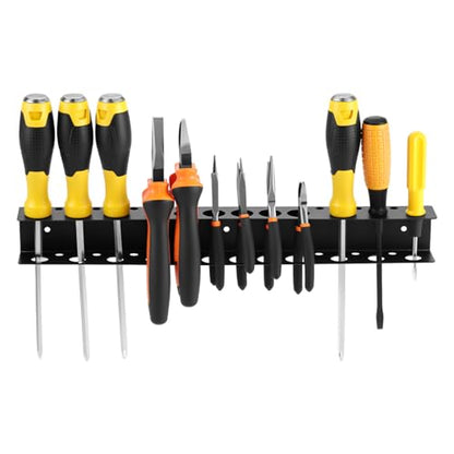 QWORK Screwdriver Pliers Holder Wall Mount, Heavy Duty Wall Mounted Hand Tool Organizer, 15.75 Inch for Garage Workshop