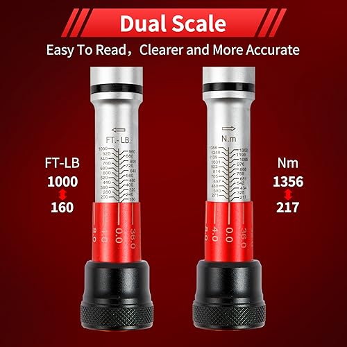 Hairich 3/4- Drive Click Torque Wrench,48 Tooth, 160-1000ft.lb/217-1356Nm | Dual-Direction Adjustable Torque Wrench, Professional Inch Pound Torque Wrench, for Maintenance Tool and Product Assembly - size: 160-1000 FT.LB