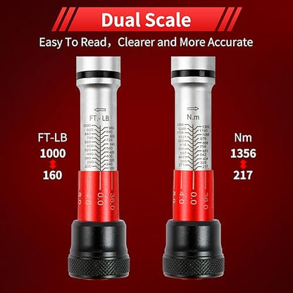 Hairich 3/4- Drive Click Torque Wrench,48 Tooth, 160-1000ft.lb/217-1356Nm | Dual-Direction Adjustable Torque Wrench, Professional Inch Pound Torque Wrench, for Maintenance Tool and Product Assembly - size: 160-1000 FT.LB