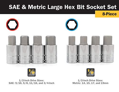 Titan 16132 SAE/Metric Large Hex Bit Socket Set - 8 Piece - style: Large SAE/Metric Hex