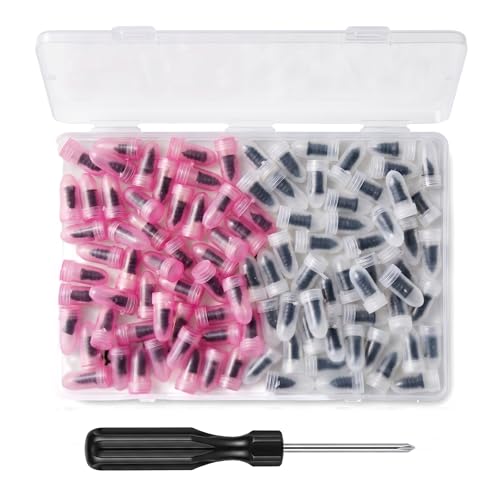 102 PCS Tire Repair Rubber Nails with Screwdriver & Case, Vacuum Tire Repair Kits Spiral Rubber Screws, Fast Self-Service Tool for Car, Truck, Motorcycle, Tractor Tire Puncture Repair (Black)