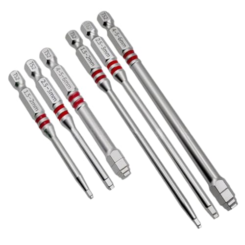 6-Piece All-in-One Pagoda Hex Scredriver Bit Set (Silvery) | Featuring magnetic hexagonal shanks and a unique pagoda-shaped internal hex design, 1.5–6mm