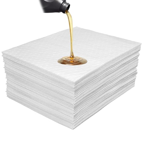 Oil Absorbing Mats, 30Pcs White Heavy Weight Oil-Only Absorbent Mat Pad,15" x 20" Spill Absorbent Pad for Automotive & Workshop(Only Oil Absorbent Pads)