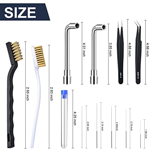 Complete 26-Piece 3D Printer Nozzle Wrench Maintenance Kit: Includes 20 Cleaning Pins with Storage Box, 2 Tweezers, 2 Copper Wire Brushes, 2 L-Shaped Wrench Tools for Optimal 3D Printing Performance - style: 3D printer nozzle cleaning