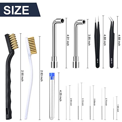 Complete 26-Piece 3D Printer Nozzle Wrench Maintenance Kit: Includes 20 Cleaning Pins with Storage Box, 2 Tweezers, 2 Copper Wire Brushes, 2 L-Shaped Wrench Tools for Optimal 3D Printing Performance - style: 3D printer nozzle cleaning