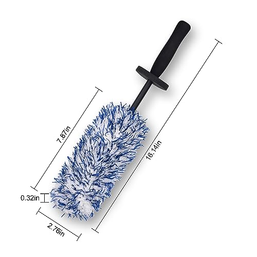 Car Cleaning Rim Cleaner Wheel Cleaning Brush, Metal Free Soft Synthetic Wool Car Brush, Highly Water Absorption Wheel Wash Brushes (Rim Brush) - color: Blue White