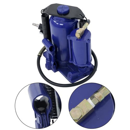 20 Ton Pneumatic Air Hydraulic Bottle Jack with Manual Hand Pump Replacement for Heavy Duty Auto Truck Travel Trailer Blue