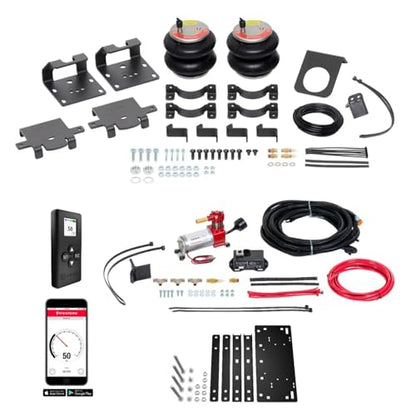 TrendsAuto Firestone Airide Red Label Air Spring Rear Kit with Air Command Single Wireless App & Remote Kit Standard Compressor fits 2011 2026 Silverado Sierra 2500HD 3500HD | TrendsAuto Decal - size: Single Path