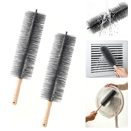 Fan Cleaning Brush Bendable Microfiber Head Wear | Resistant Comfortable Handle Washable Reusable Crevice Cleaning For Electric Fans Car Vents, Home Essential Rv accessories - color: Gray
