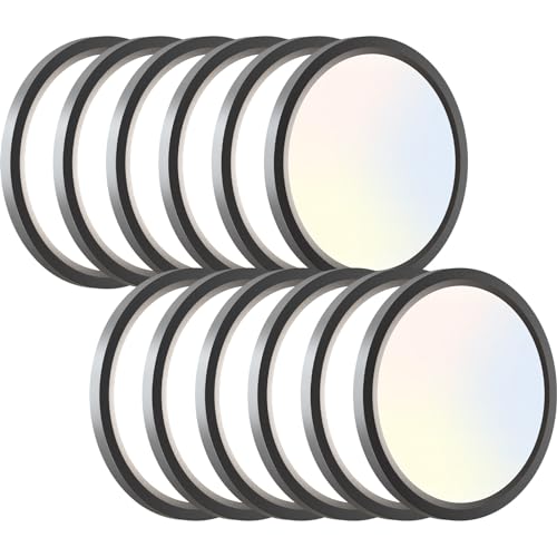 hepside 12PACK LED Flush Mount Ceiling Light,3000K-4000K-6500K & 100W Equivalent Modern Kitchen Recessed Ceiling Lamp 15W 1500Lm 7 Inch for Bathroom Closet Laundry Bedroom Hallway - color: Black, size: 7Inch-12pack