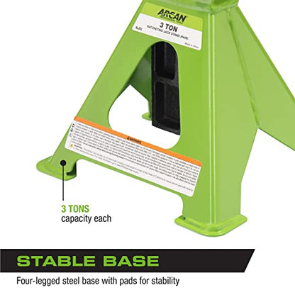 ARCAN 3-Ton Ratcheting Jack Stands, Pair, Model ALJS3