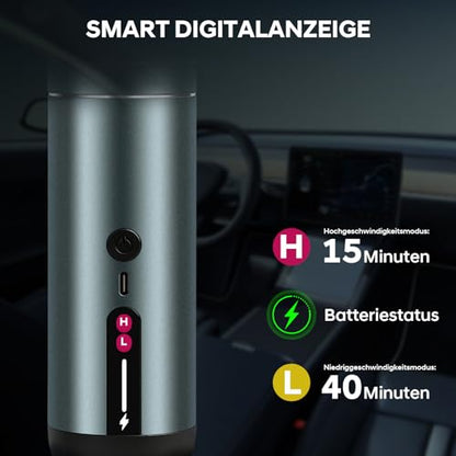 7-in-1 Aluminum Alloy Wireless Car Vacuum Cleaner, 20kPa Strong Suction Handheld Vacuum, Portable with Smart Digital Display, 2 Suction Modes for Car, Desk, Keyboard and Small Spaces（Cyan）