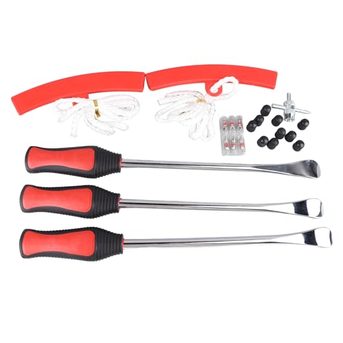 Tire Spoon Lever Set Tires Change Kit, Solid Steel Tire Changing Removal Kit with Rim Protectors for Motorcycle Dirt Bike Lawn Mower, Universal Spoon Levers Tire Lever Tool with Valve Core