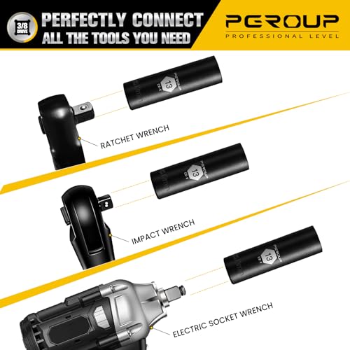 3/8” Drive Deep Impact Socket, Metric(13mm socket), 6-Point, Cr-V Steel With Black Manganese Phosphate Coating - size: 13 mm